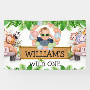 Wild One PHOTO Oerwoud Safari Animals Verjaardag Spandoek