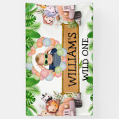 Wild One PHOTO Oerwoud Safari Animals Verjaardag Spandoek (Verticaal)