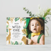 Wild One Photo Safari 1ste verjaardag Kaart (Staand voorkant)