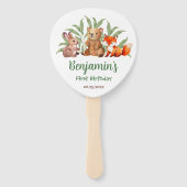 Wild One Photo Woodland Animals Fox First Birthday Handwaaier (Achterkant)