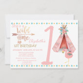 Wild One, Pijlen, Flamingo Boho Verjaardagsuitnodi Kaart (Voorkant)