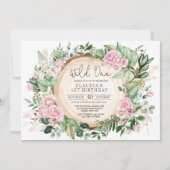  Wild One Pink Blush Floral Girl Birthday Kaart (Voorkant)