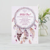 Wild One Pink Boho Dreamweaver Birthday Kaart (Staand voorkant)