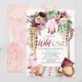 Wild One Pink Gold Boho Dream Catcher Birthday Kaart (Voorkant / Achterkant)