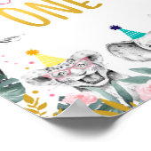 Wild One Pink Gold Party Animal Birthday Sign Poster (Hoek)