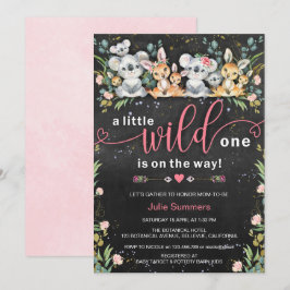Wild One Pink Koala Kangaroo Baby shower Kaart