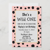 Wild One Pink Leopard First Birthday Kaart (Achterkant)