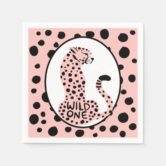 Wild One Pink Leopard First Birthday Servet (Voorkant)