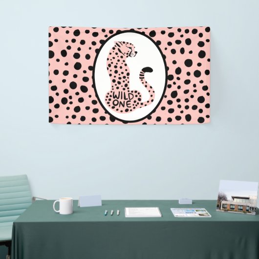 Wild One Pink Leopard First Birthday Spandoek (Beurs)