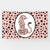 Wild One Pink Leopard First Birthday Spandoek (Horizontaal)