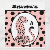 Wild One Pink Leopard Print Bachelorette Party Wijn Etiket (Enkel label)