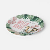 Wild One Pink Safari 1st Birthday Papieren Bordje (Gekanteld)