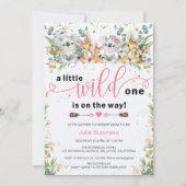 Wild One Pink Safari Girl Baby shower Kaart (Voorkant)