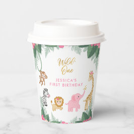 Wild ONE - Pink Safari Girl's eerste verjaardag Papieren Bekers
