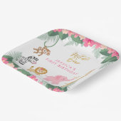 Wild ONE - Pink Safari Girl's eerste verjaardag Papieren Bordje (Gebogen)