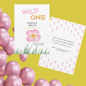 Wild One Pink Wildflower 1e verjaardag Kaart