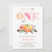 Wild one Pumpkin 1st Birthday nodigt meisjes uit Kaart (Voorkant)