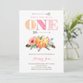 Wild one Pumpkin 1st Birthday nodigt meisjes uit Kaart (Staand voorkant)