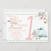 Wild One, Pumpkin, Boho Birthday Kaart (Voorkant)