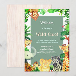 Wild One Rain Bos Dieren Whimsical Verjaardag Kaart