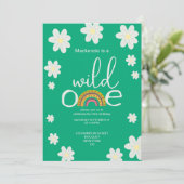 Wild One Rainbow Birthday Party Personalized Kaart (Staand voorkant)