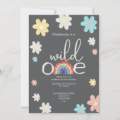 Wild One Rainbow Birthday Party Personalized Kaart (Voorkant)