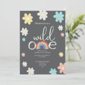 Wild One Rainbow Birthday Party Personalized Kaart (Staand voorkant)
