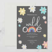 Wild One Rainbow Birthday Party Personalized Kaart (Voorkant / Achterkant)