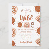 Wild One Rainbow Boho Terracotta 1e verjaardag Kaart (Voorkant)