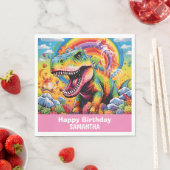 Wild One Rainbow Dinosaur Roze Servet (Insitu)