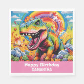 Wild One Rainbow Dinosaur Roze Servet (Voorkant)
