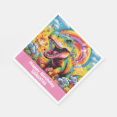 Wild One Rainbow Dinosaur Roze Servet (Hoek)