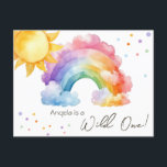 Wild One Rainbow Kids Verjaardag Briefkaart<br><div class="desc">Leuke waterverf regenboog thema kinder partij. Beschikbaar als digitale download afdrukbaar. Geweldig voor elk seizoen. Laten we iets leuks voor je kleintje bouwen op hun verjaardag! Aangepaste,  gepersonaliseerde,  bewerkbare elektronische download waterverf,  heldere en pastelkleuren. grillige illustratie,  confetti,  script</div>