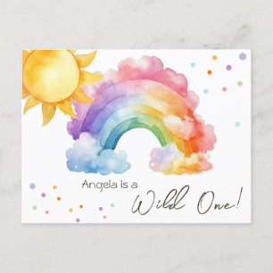 Wild One Rainbow Kids Verjaardag Briefkaart