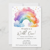 Wild One Rainbow Kids Verjaardag Kaart (Voorkant)