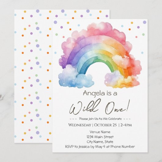 Wild One Rainbow Kids Verjaardag Kaart (Voorkant / Achterkant)