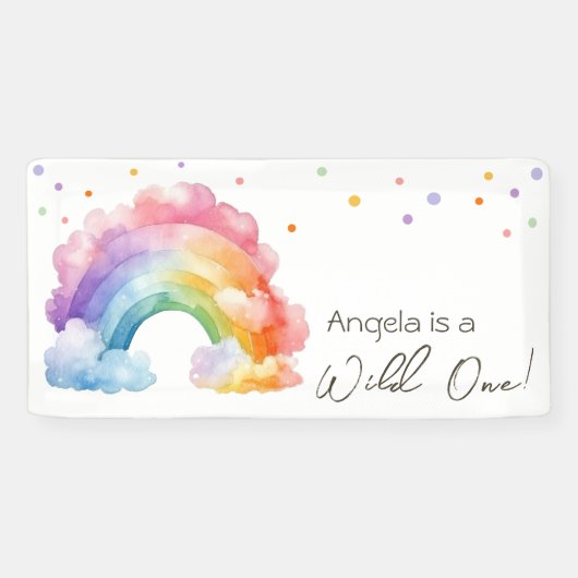 Wild One Rainbow Kids Verjaardag Spandoek (Horizontaal)