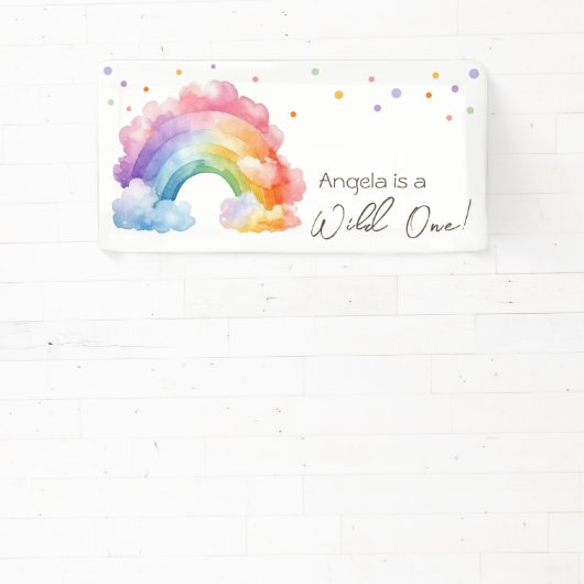 Wild One Rainbow Kids Verjaardag Spandoek (Insitu)