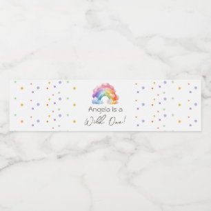Wild One Rainbow Kids Verjaardag Waterfles Etiket