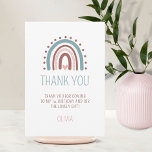 Wild One Rainbow Pink Girl Birthday Dank je Bedankkaart<br><div class="desc">Wat een mooie Wild One Boho voor de eerste verjaardag dank je voor je kaarten. Regenboog met hart in drie kleuren: mosterd roze,  lichtgroen en bruin. Kan gebruikt worden voor baby shower of andere gelegenheden.</div>