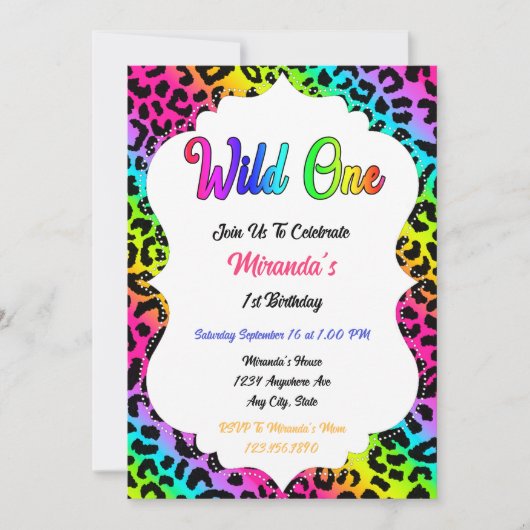 Wild One Regenboog Luipaard Verjaardag Kaart (Voorkant)