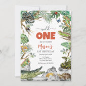 Wild One Reptile Party Animals Kids 1st Birthday Kaart (Voorkant)