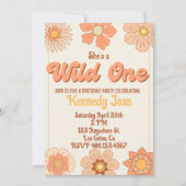 Wild One Retro Bloem Uitnodiging (Voorkant)