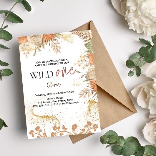 Wild One retro boho thema Eerste Verjaardag Kaart