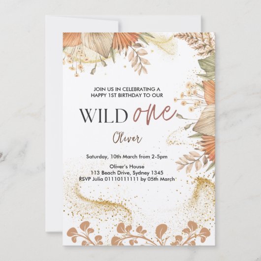 Wild One retro boho thema Eerste Verjaardag Kaart (Voorkant)