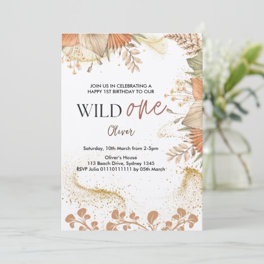 Wild One retro boho thema Eerste Verjaardag Kaart (Staand voorkant)