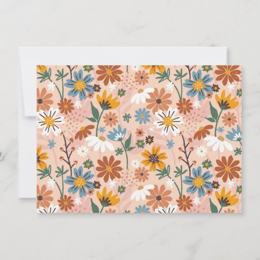 Wild One Retro Boho Wildflower 1e Verjaardag Foto Kaart (Achterkant)