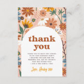 Wild One Retro Boho Wildflower 1e verjaardagsfeest Bedankkaart (Voorkant)