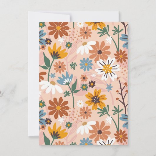 Wild One Retro Boho Wildflower 1e verjaardagsfeest Kaart (Achterkant)