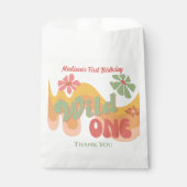 Wild One Retro Rainbow Daisy Verjaardag Dank u Bedankzakje (Voorkant)